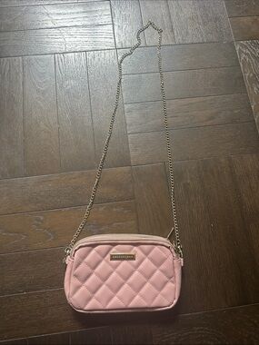 Quilted Pink Crossbody Bag with Gold Chain Strap